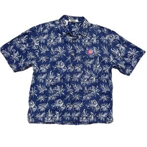 VTG Chicago Cubs Hawaiian Shirt Men L MLB Baseball Button Down Short Sleeve Camp